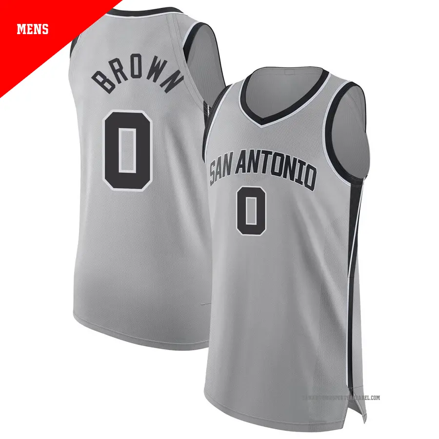 ＃0 Men's Maliq Brown San Antonio Spurs 2024/25 Authentic Silver Statement Edition Jersey