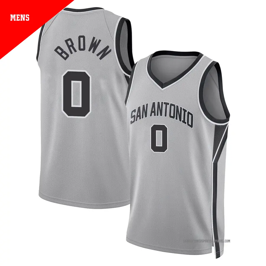 ＃0 Men's Maliq Brown San Antonio Spurs 2024/25 Swingman Silver Statement Edition Jersey