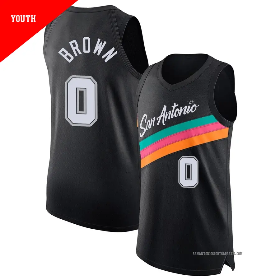 ＃0 Youth Maliq Brown San Antonio Spurs 2025/26 Authentic Black City Edition Jersey