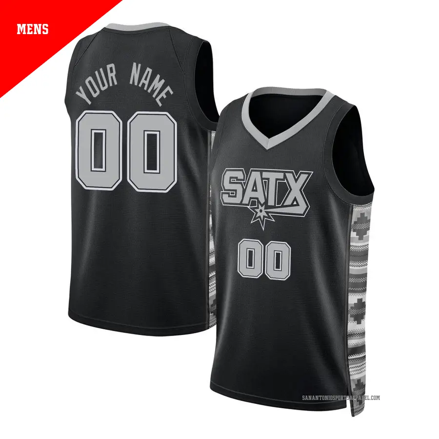 ＃00 Men's Custom San Antonio Spurs 2022/23 Swingman Black Statement Edition Jersey