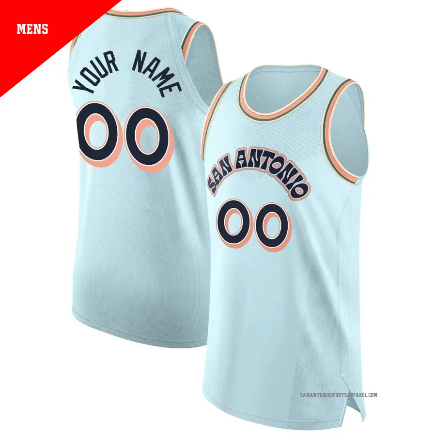 ＃00 Men's Custom San Antonio Spurs 2024/25 Authentic Light Blue City Edition Jersey