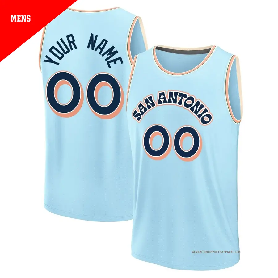 ＃00 Men's Custom San Antonio Spurs 2024/25 Fast Break Fanatics Light Blue City Edition Jersey