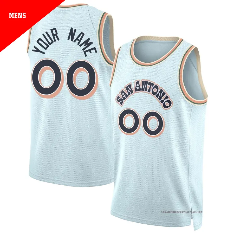 ＃00 Men's Custom San Antonio Spurs 2024/25 Swingman Light Blue City Edition Jersey