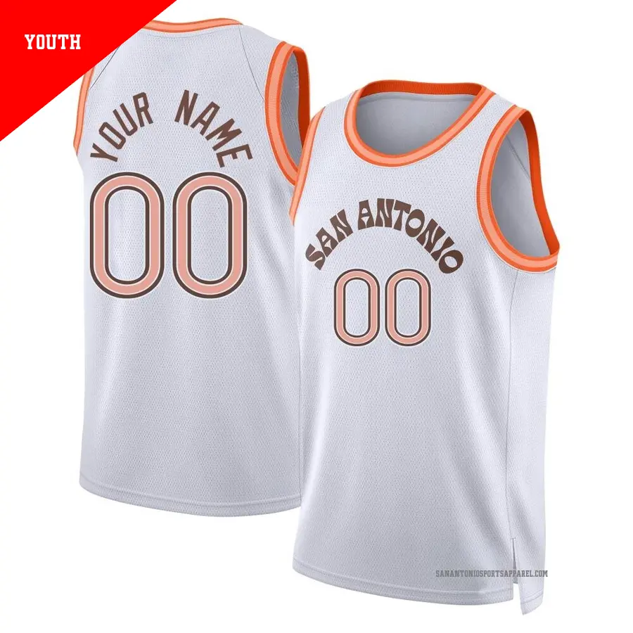 ＃00 Youth Custom San Antonio Spurs 2023/24 Swingman White City Edition Jersey