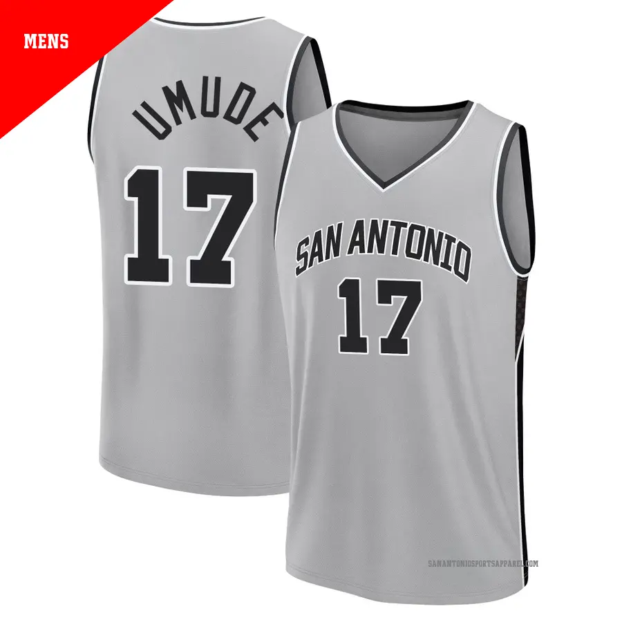 ＃17 Men's Stanley Umude San Antonio Spurs 2024/25 Fast Break Silver Statement Edition Jersey