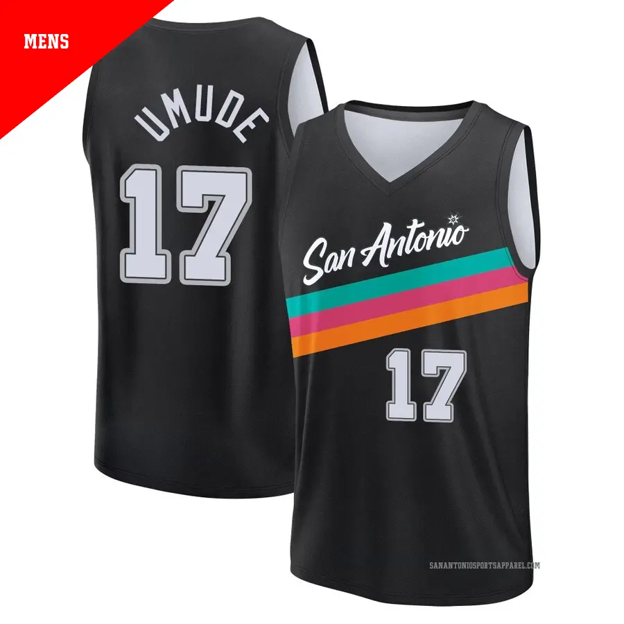 ＃17 Men's Stanley Umude San Antonio Spurs 2025/26 Fast Break Black City Edition Jersey