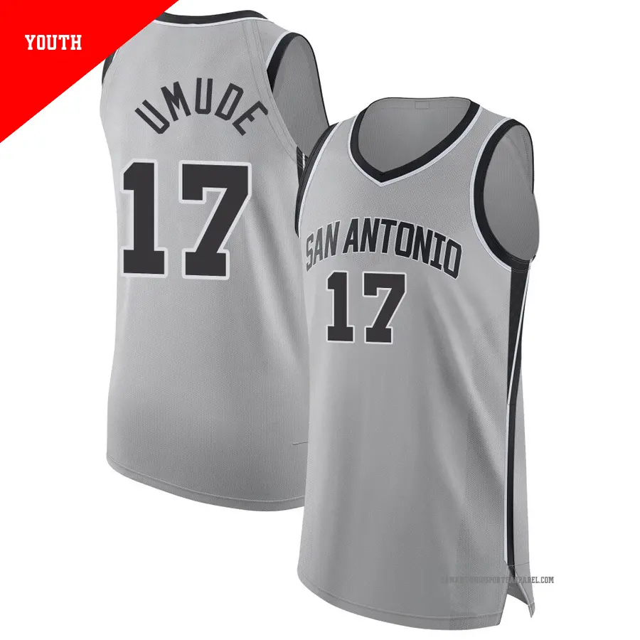 ＃17 Youth Stanley Umude San Antonio Spurs 2024/25 Authentic Silver Statement Edition Jersey