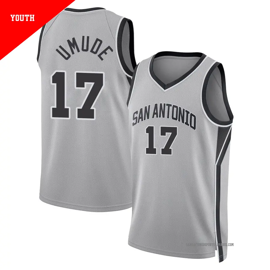 ＃17 Youth Stanley Umude San Antonio Spurs 2024/25 Swingman Silver Statement Edition Jersey