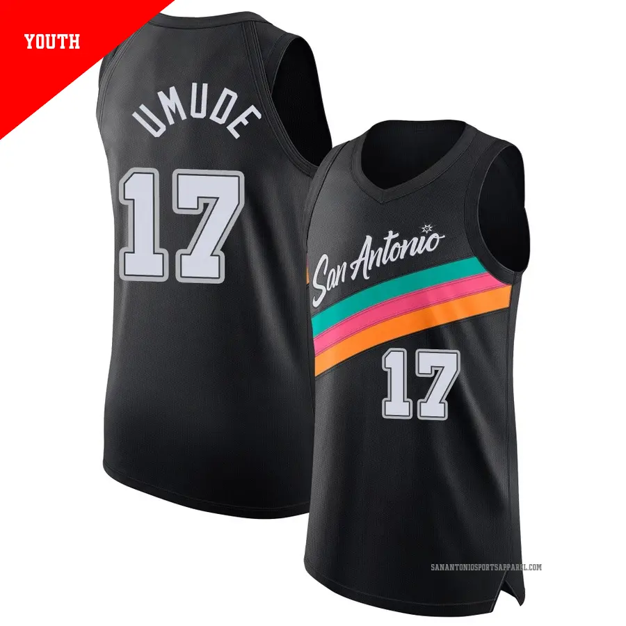 ＃17 Youth Stanley Umude San Antonio Spurs 2025/26 Authentic Black City Edition Jersey