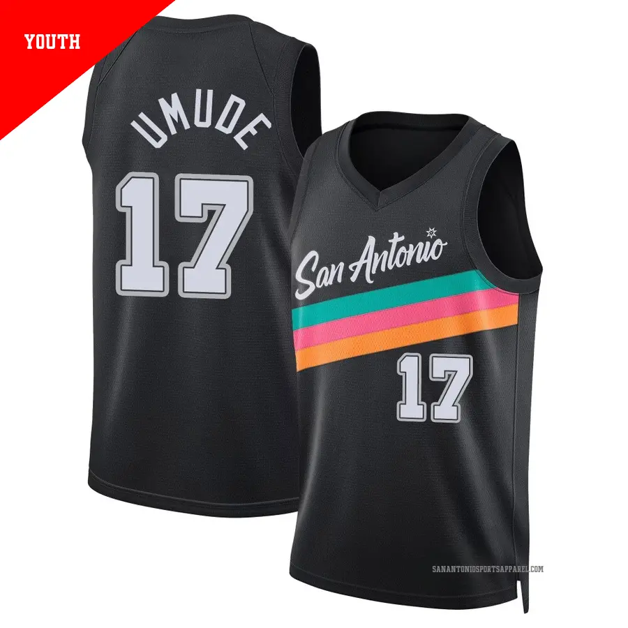 ＃17 Youth Stanley Umude San Antonio Spurs 2025/26 Swingman Black City Edition Jersey