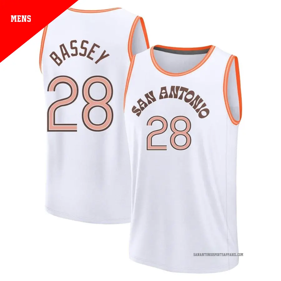 ＃28 Men's Charles Bassey San Antonio Spurs 2023/24 Fast Break White City Edition Jersey