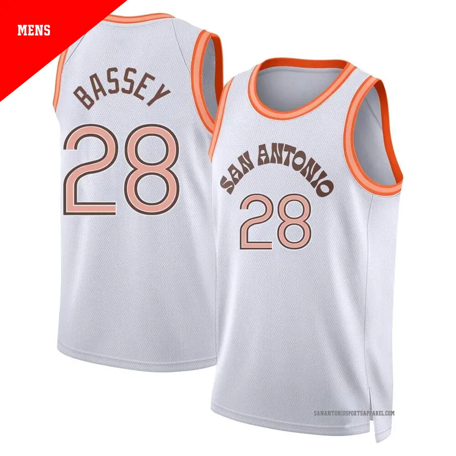＃28 Men's Charles Bassey San Antonio Spurs 2023/24 Swingman White City Edition Jersey