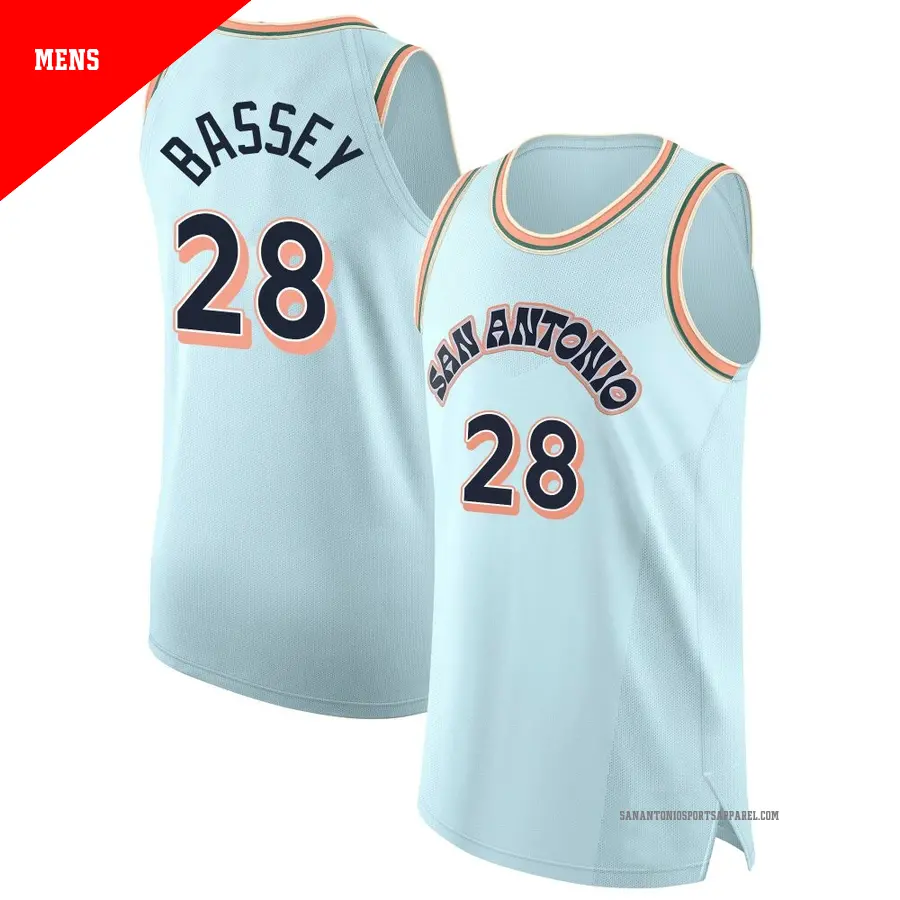 ＃28 Men's Charles Bassey San Antonio Spurs 2024/25 Authentic Light Blue City Edition Jersey