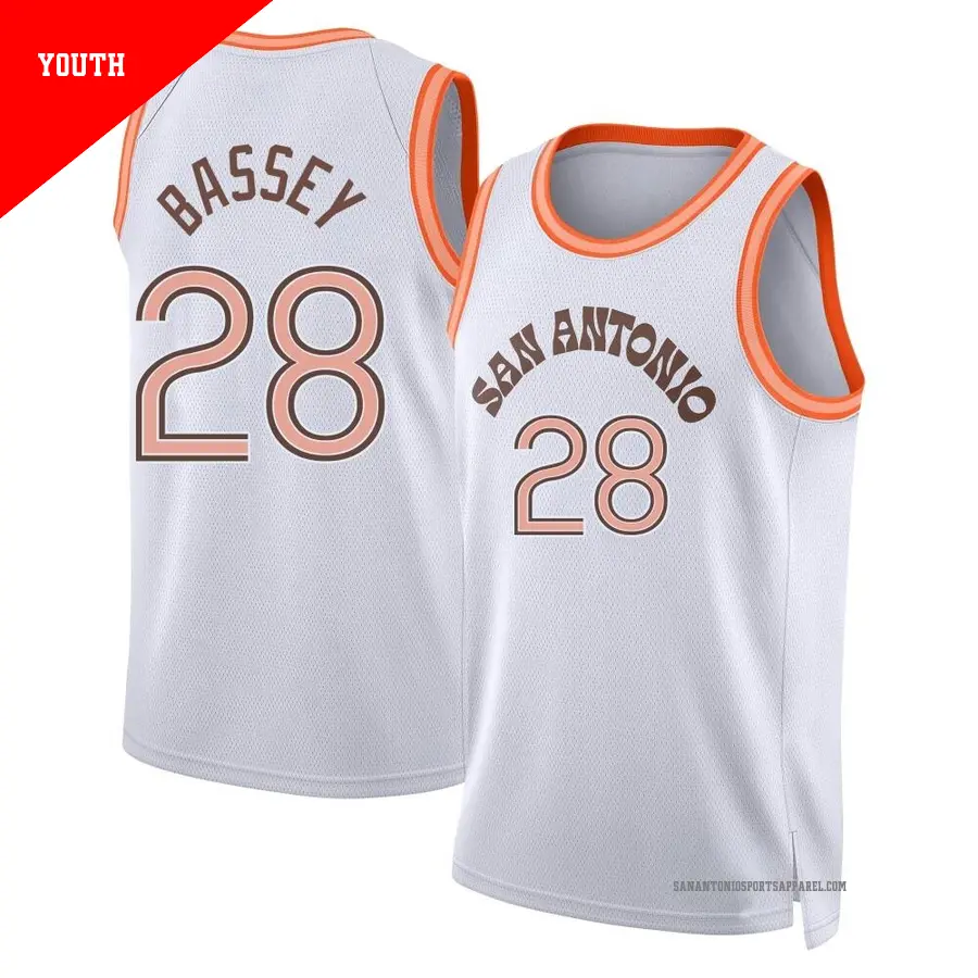 ＃28 Youth Charles Bassey San Antonio Spurs 2023/24 Swingman White City Edition Jersey