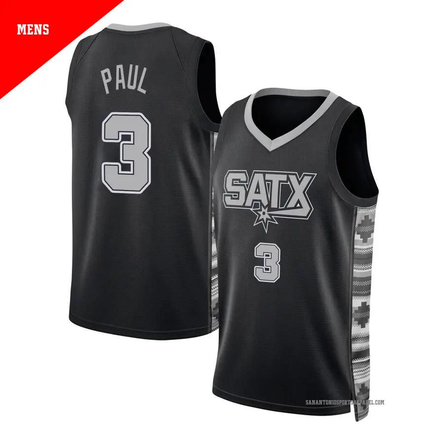 ＃3 Men's Chris Paul San Antonio Spurs 2022/23 Swingman Black Statement Edition Jersey