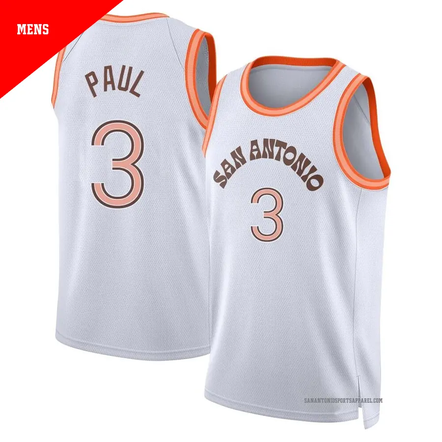 ＃3 Men's Chris Paul San Antonio Spurs 2023/24 Swingman White City Edition Jersey