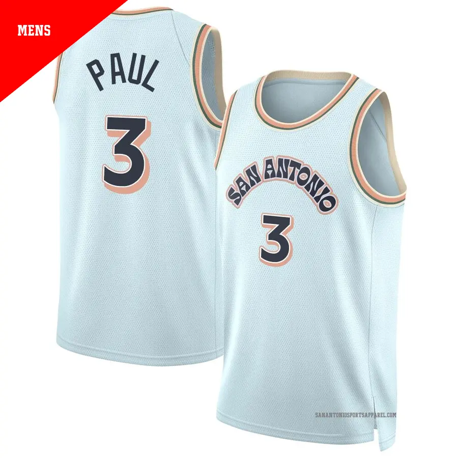 ＃3 Men's Chris Paul San Antonio Spurs 2024/25 Swingman Light Blue City Edition Jersey