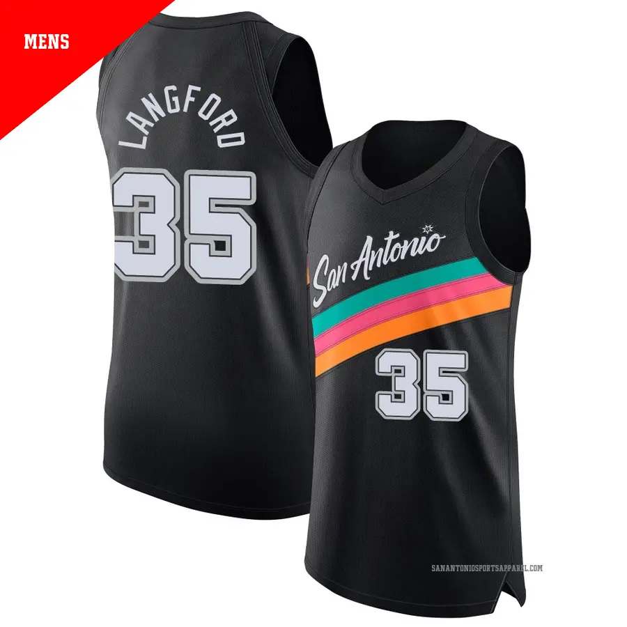 ＃35 Men's Romeo Langford San Antonio Spurs 2025/26 Authentic Black City Edition Jersey