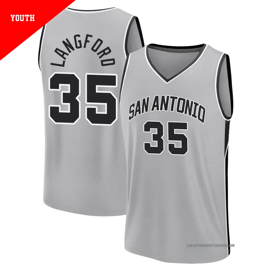 ＃35 Youth Romeo Langford San Antonio Spurs 2024/25 Fast Break Silver Statement Edition Jersey