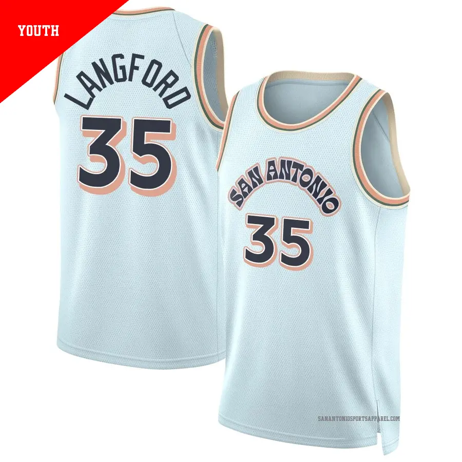 ＃35 Youth Romeo Langford San Antonio Spurs 2024/25 Swingman Light Blue City Edition Jersey