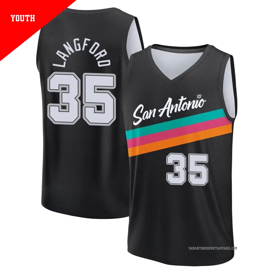 ＃35 Youth Romeo Langford San Antonio Spurs 2025/26 Fast Break Black City Edition Jersey