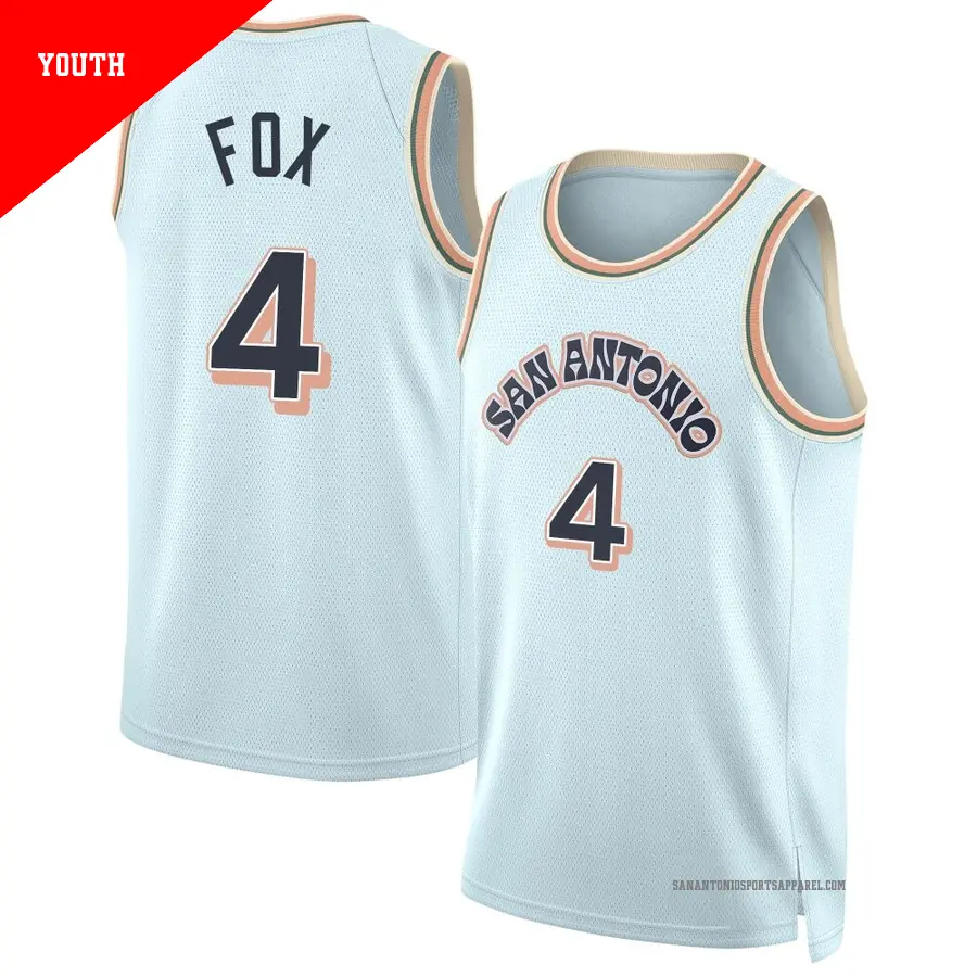 ＃4 Youth De'Aaron Fox San Antonio Spurs 2024/25 Swingman Light Blue City Edition Jersey