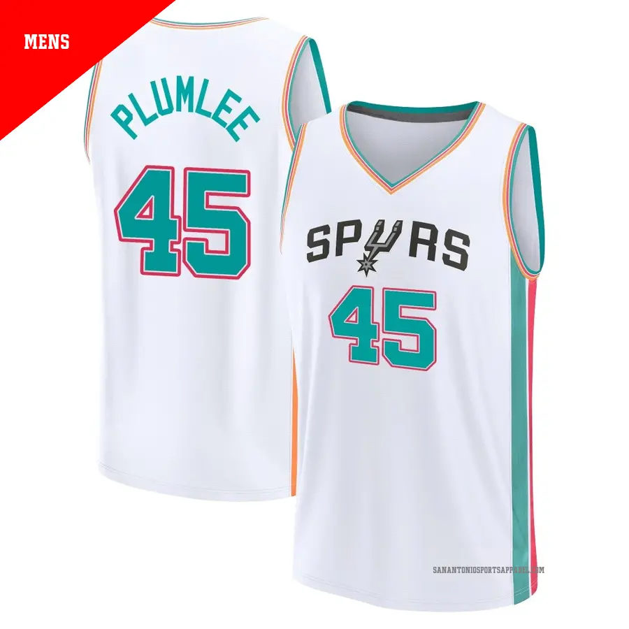 ＃45 Men's Mason Plumlee San Antonio Spurs 2021/22 Fast Break White Replica City Edition Jersey