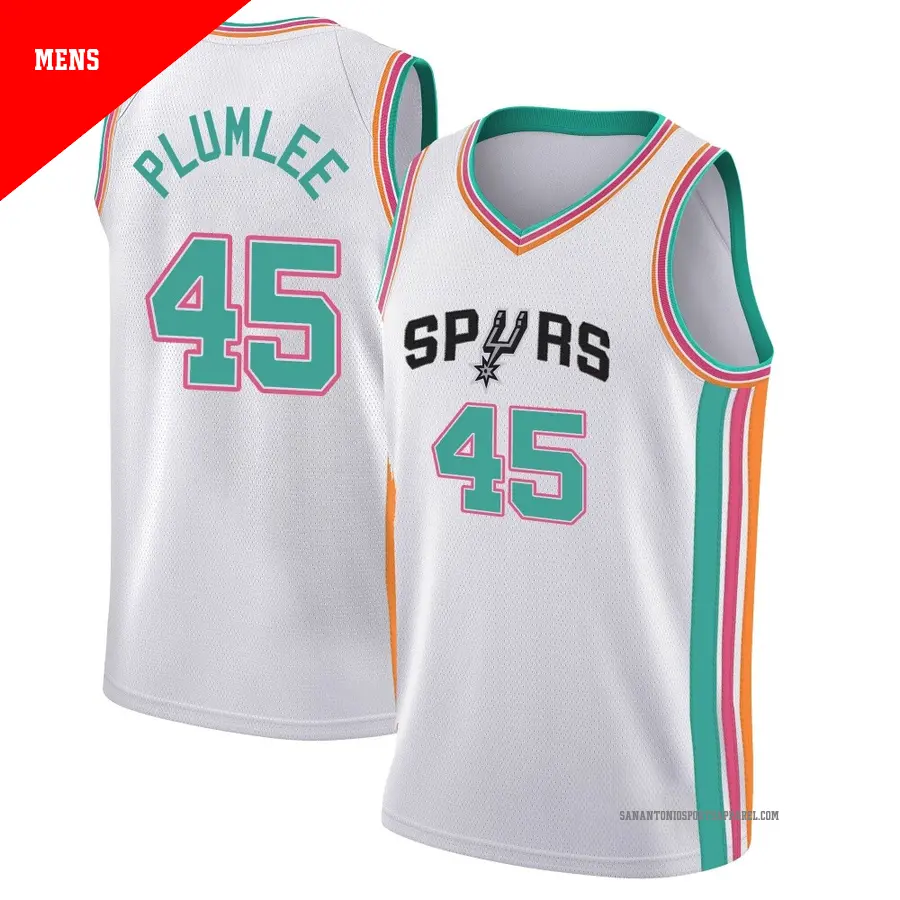 ＃45 Men's Mason Plumlee San Antonio Spurs 2021/22 Swingman White City Edition Jersey