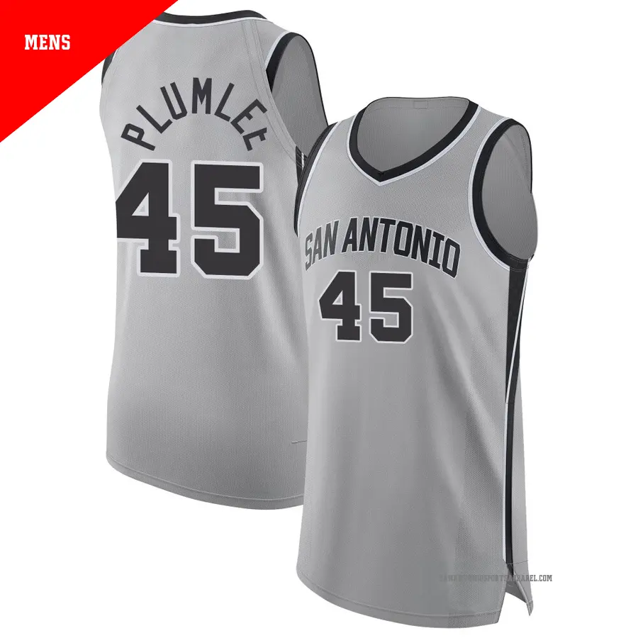 ＃45 Men's Mason Plumlee San Antonio Spurs 2024/25 Authentic Silver Statement Edition Jersey