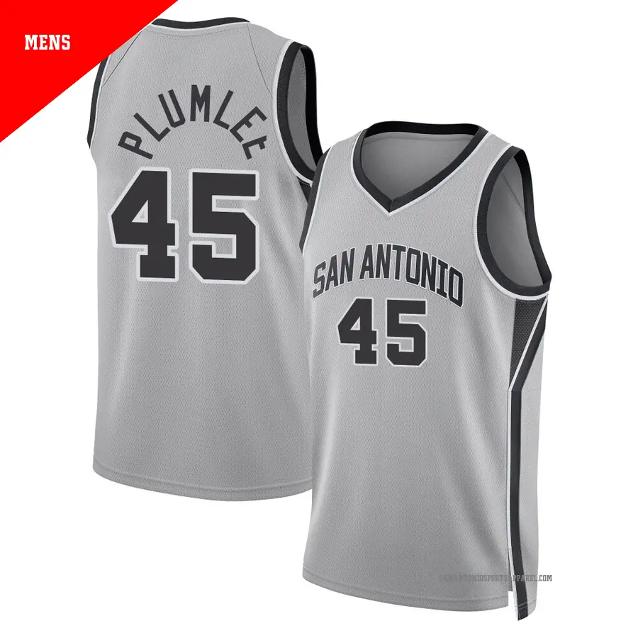 ＃45 Men's Mason Plumlee San Antonio Spurs 2024/25 Swingman Silver Statement Edition Jersey
