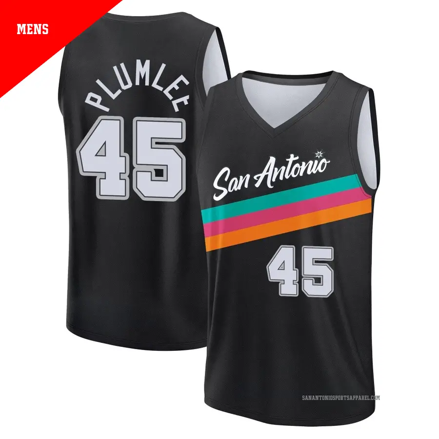 ＃45 Men's Mason Plumlee San Antonio Spurs 2025/26 Fast Break Black City Edition Jersey