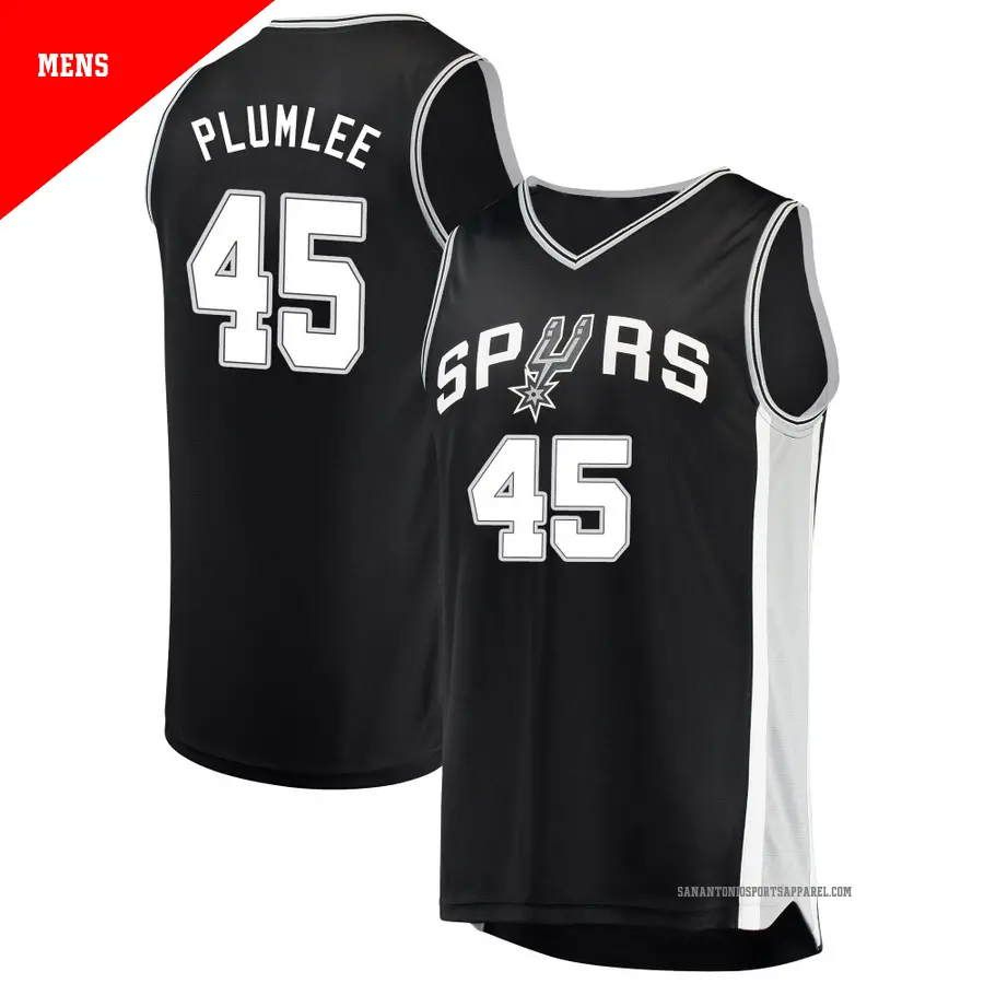 ＃45 Men's Mason Plumlee San Antonio Spurs Black Fast Break Jersey Icon Edition