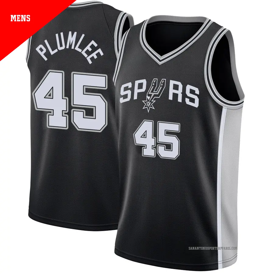 ＃45 Men's Mason Plumlee San Antonio Spurs Black Swingman Jersey Icon Edition