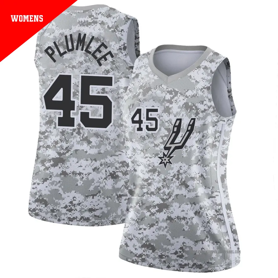 ＃45 Women's Mason Plumlee San Antonio Spurs 2018/19 Swingman White JerseyEarned Edition