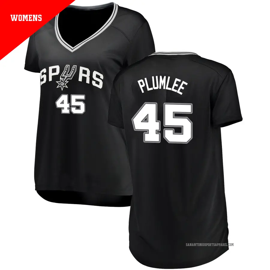 ＃45 Women's Mason Plumlee San Antonio Spurs Black Fast Break Jersey Icon Edition