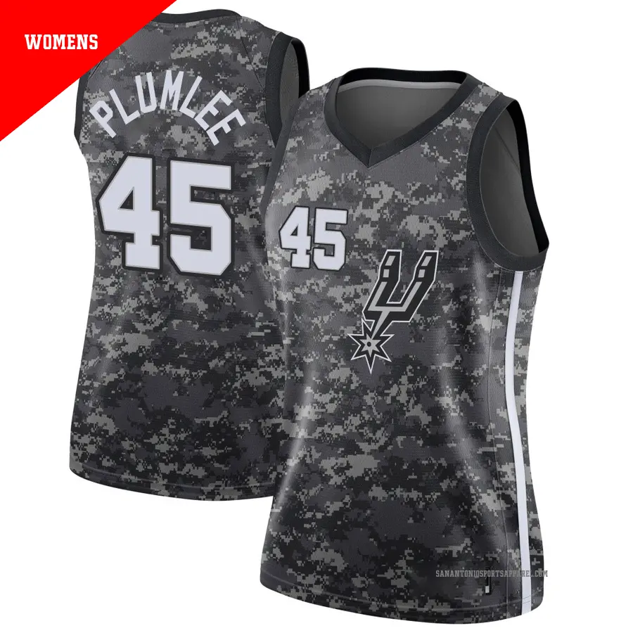 ＃45 Women's Mason Plumlee San Antonio Spurs Black Swingman JerseyCity Edition