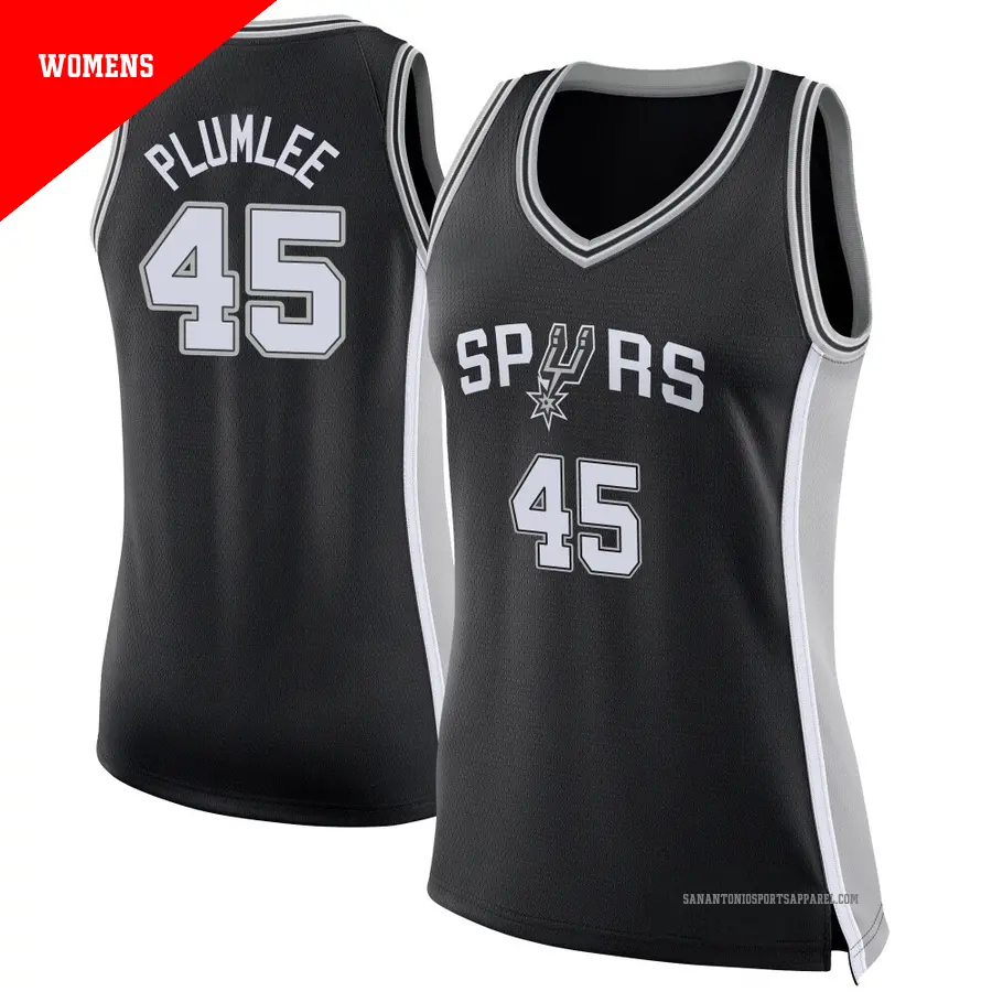 ＃45 Women's Mason Plumlee San Antonio Spurs Black Swingman Jersey Icon Edition
