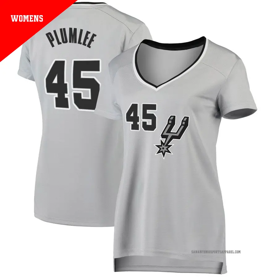 ＃45 Women's Mason Plumlee San Antonio Spurs Fast Break Silver Jersey Statement Edition