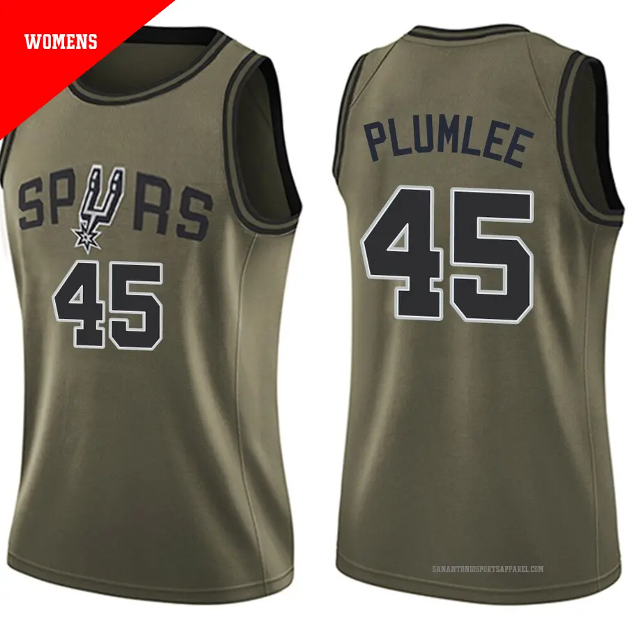 ＃45 Women's Mason Plumlee San Antonio Spurs Green Swingman Salute to Service Jersey