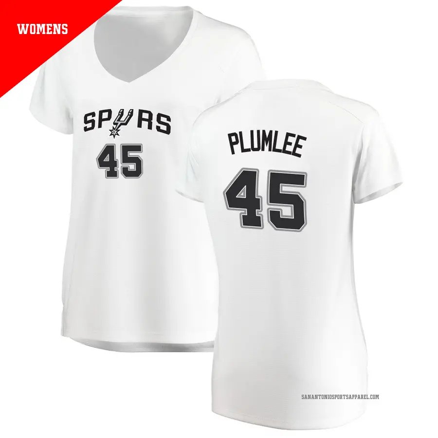 ＃45 Women's Mason Plumlee San Antonio Spurs White Fast Break JerseyAssociation Edition