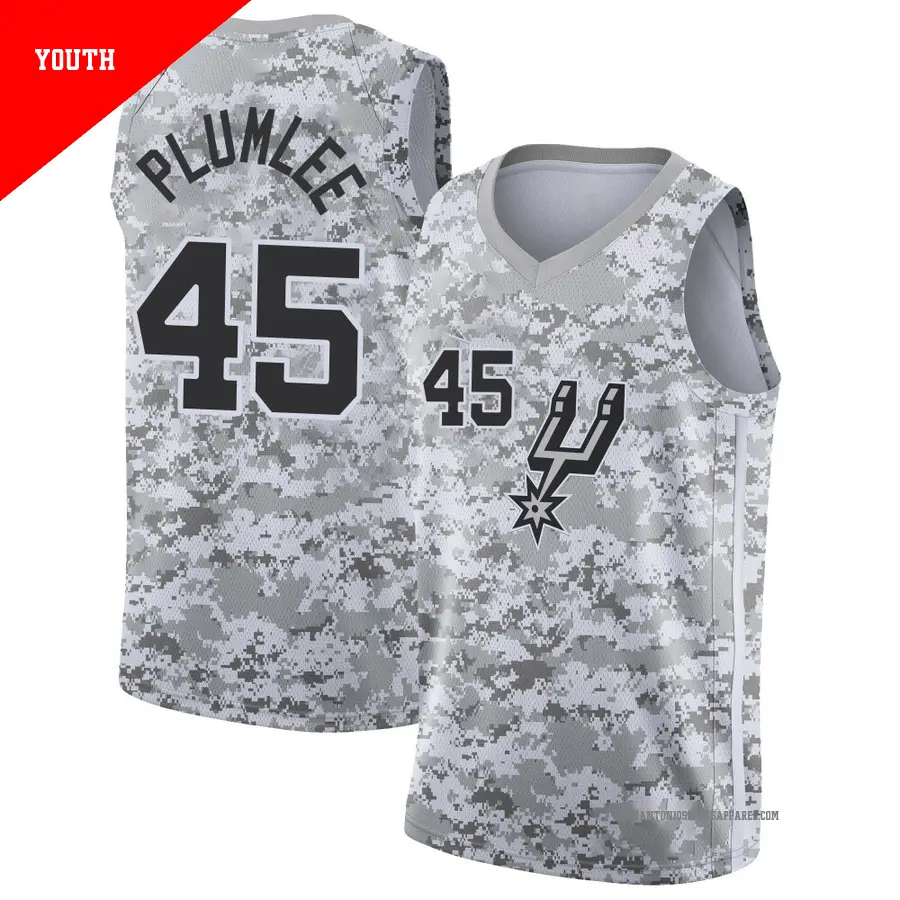 ＃45 Youth Mason Plumlee San Antonio Spurs 2018/19 Swingman White JerseyEarned Edition