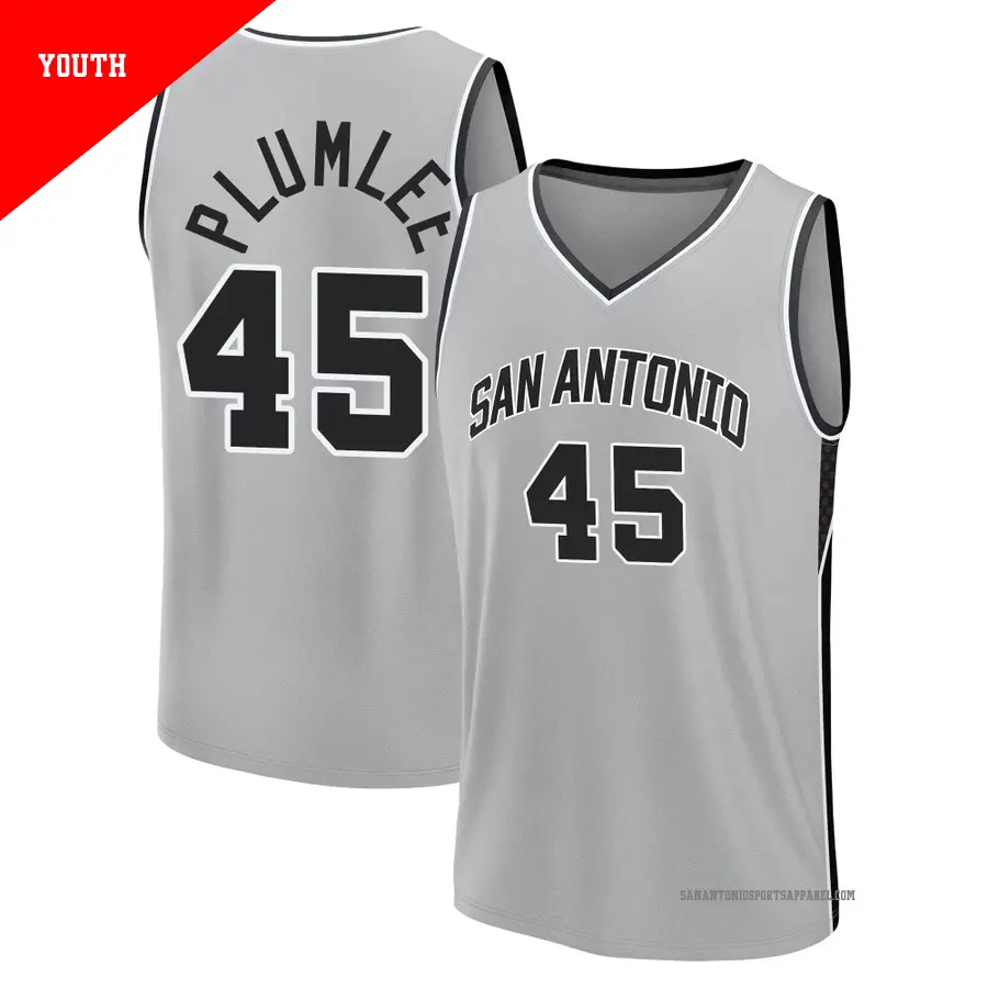 ＃45 Youth Mason Plumlee San Antonio Spurs 2024/25 Fast Break Silver Statement Edition Jersey