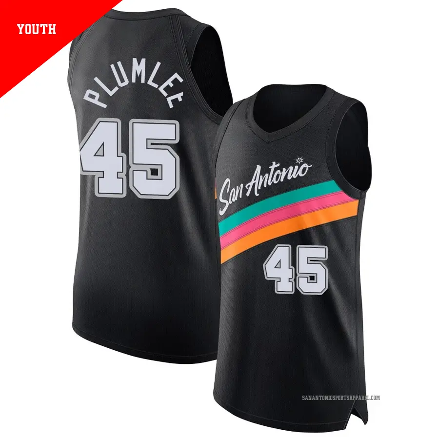 ＃45 Youth Mason Plumlee San Antonio Spurs 2025/26 Authentic Black City Edition Jersey