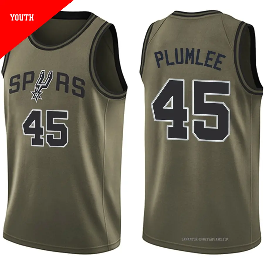 ＃45 Youth Mason Plumlee San Antonio Spurs Green Swingman Salute to Service Jersey