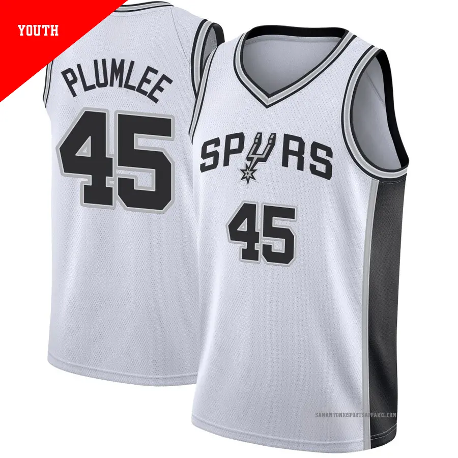 ＃45 Youth Mason Plumlee San Antonio Spurs White Swingman JerseyAssociation Edition